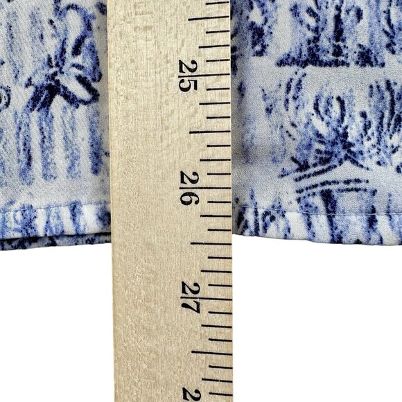 Chico's Fleur-de-lis Blouse Women’s Size 3 Blue XL/16 Easy Care Button Down - Picture 13 of 15